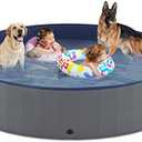 Niubya Foldable Dog Swimming Pool, Collapsible Hard Plastic, Portable Bath Tub for Pets Dogs and Cats, Pet Wading Pool for Indoor and Outdoor, 72 x 12 Inches