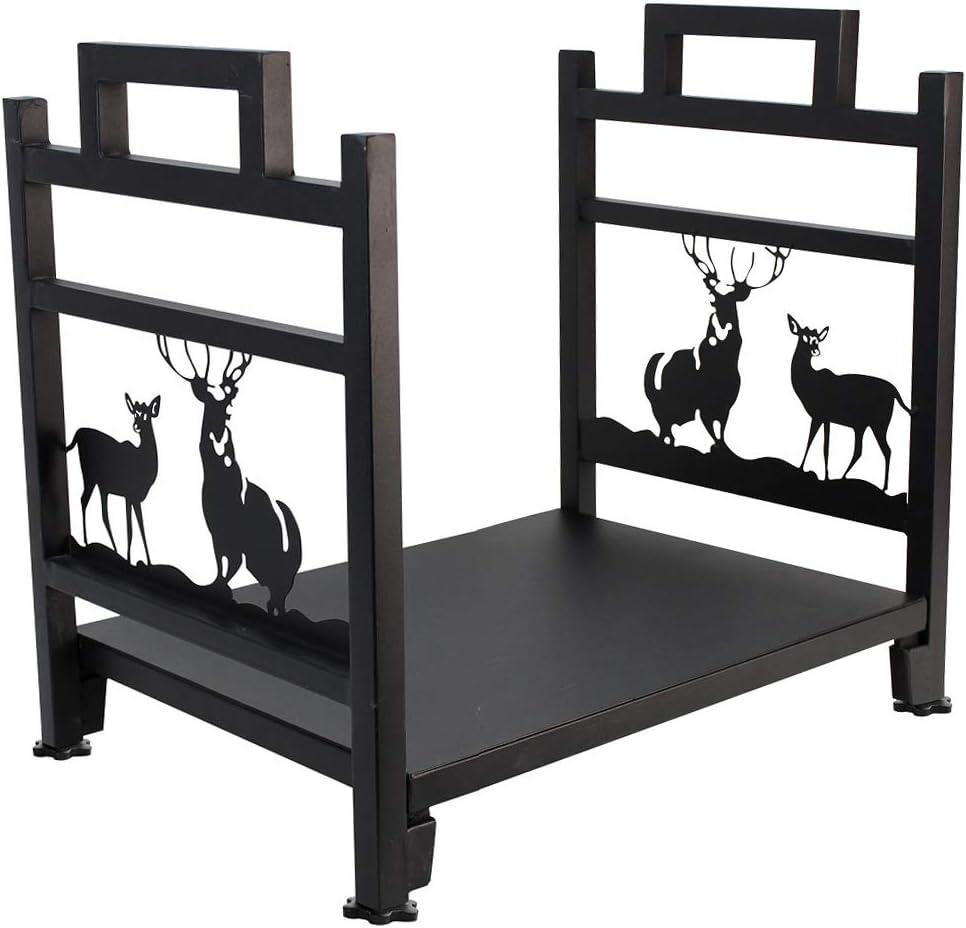 Firewood Log Rack, Iron Wood Lumber Storage Holder for Fireplace, Heavy Duty Log Storage Bin for Firepit Stove Accessories Indoor - Perfect Construction - No Any Screw to Install