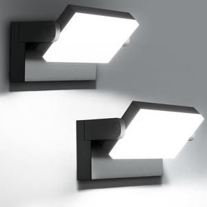 Juyace 2-Pack 60W LED Wall Pack Light, 6000LM Hardwired Outdoor Security Lights (No Motion Sensor/Photocell), IP65 360 Adjustable, Milky White Lens for Garage, Patio, Entryway (Medium Areas Only) (Black)