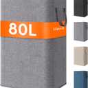 Lifewit 80L Large Tall Laundry Hamper, Collapsible Laundry Basket with Handles, Foldable Clothes Hampers for Laundry, Portable Dirty Clothes Hamper for Dorm College Bedroom Bathroom, Light Gray