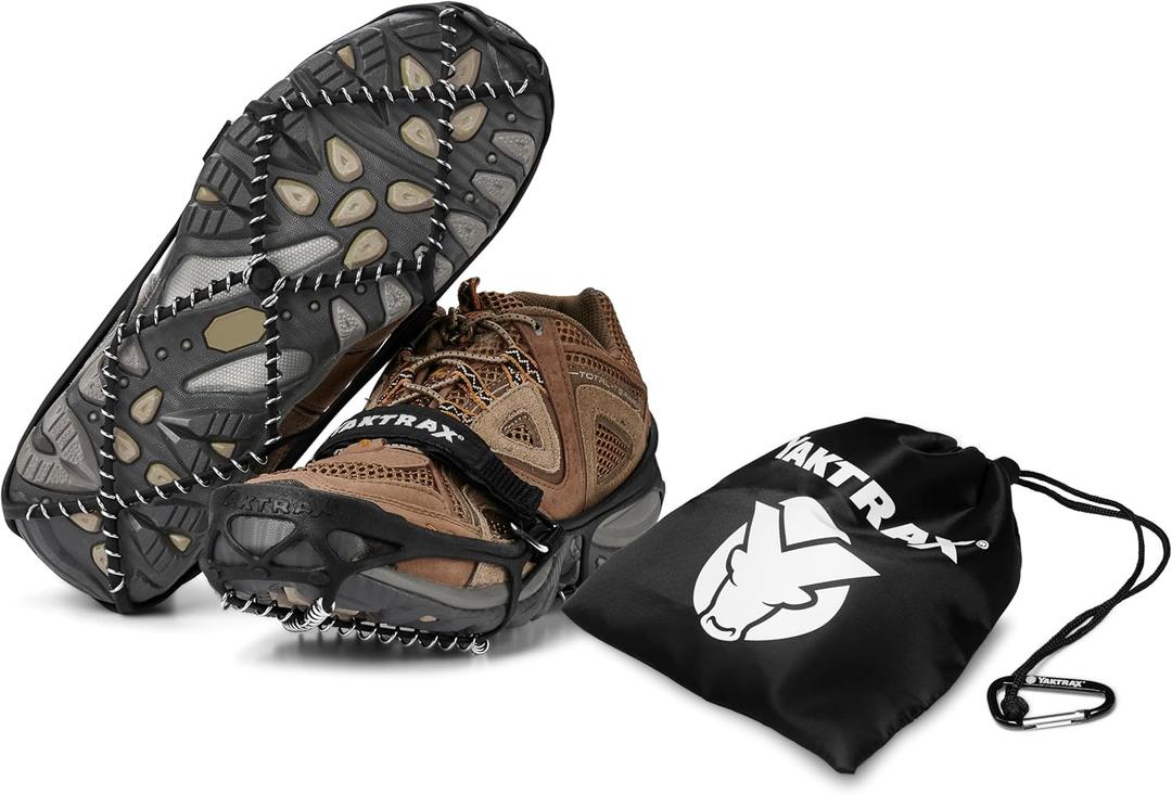 Yaktrax Pro Traction Cleats - 360-Degree Grip on Snow, Ice, & Multi-Terrain Surfaces - Elastic Outer Band w/Easy-On/Off Heel Tab & 1.4mm Stainless Steel Coils - Abrasion Resistant - Unisex (Large)