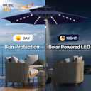 FLAME&SHADE 2 Tiers 9ft Solar Light Patio Umbrella, 40 LED lights outdoor umbrella with Centre Surround Light, Table Market Umbrella for Deck, Pool, Porch, Backyard, Garden (Navy Blue)
