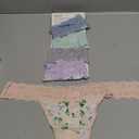voenxe Seamless Thong for Women,No Show Lace Underwear,Ladies Breathable Comfort Panties Soft Laser Cut Undies,Tanga,5-Pack (XX-Large, Floral)