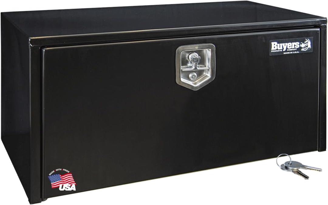 Buyers Products 1702305 Black Steel Underbody Truck Box, 18 x 18 x 36 Inch, Made In the USA, 14 Ga Black Steel Trailer/Truck Bed Tool Box, Weather-Resistant, Locking T-Latch