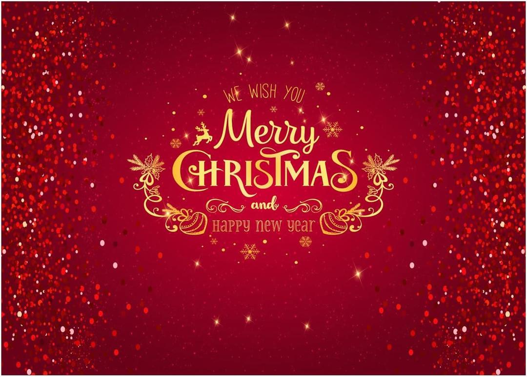 WOLADA Merry Christmas and Happy New Year Photography Backdrop Red Glittery Background Ideal for Christmas Parties Holiday Photo Shoots Family Gatherings Studio Props Festive Decor 7x5FT 11725