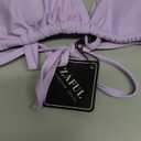 ZAFUL Women's Triangle Bikini Floral String Bikini Set Two Piece Swimsuit Bathing Suits , (Small, 1-light Purple)