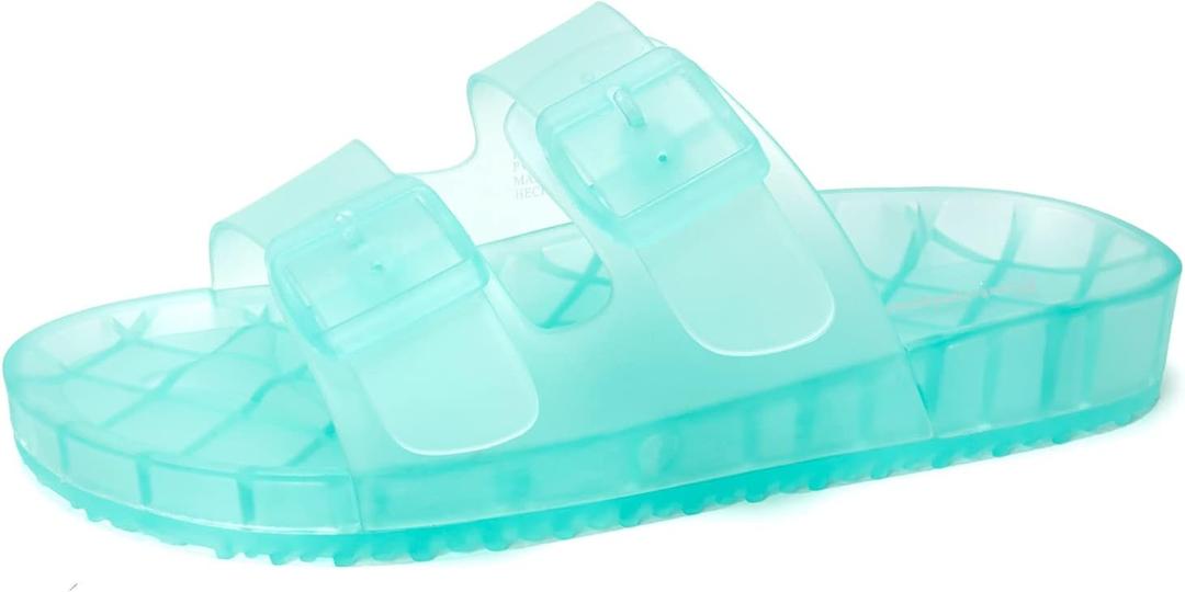 FUNKYMONKEY Women's Comfort Slides Double Buckle Adjustable EVA Flat Sandals (8)
