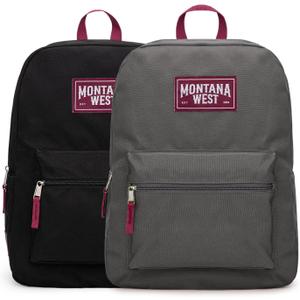 Montana West Backpack for Women Men 2 PCS Lightweight College Bookbags Casual Daypack Backpacks for Commute & Travel (Black & Grey)