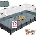 VISCOO 12 Panels Small Animal Playpen, 48" x 24" x 16" Pet Playpen with Waterproof Mat, C&C Cage for Guinea Pigs, Puppy Play Pen, Bunny Playpen, Indoor Outdoor Portable Metal Wire Yard Fence