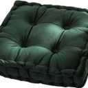 Vctops Square Solid Color Velvet Seat Cushion with Handle Tufted Thicken Chair Pad Tatami Floor Pillow Cushion 16.5"x16.5"x4" Green