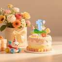 Goose 1st Birthday Cake Topper For Girls, One Silly Goose Cake Smash Decorations, Pink Gingham Cake Smash Decoration, Sweet Animal Theme Photo Prop for First Year Celebration (Blue)