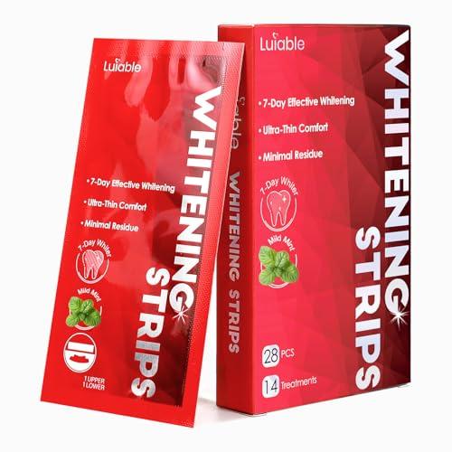 Teeth Whitening Strips for Tooth White: Professional Dentist Formulated Teeth Whitener Enamel-Safe Non-Slip 28 Strips 14 Treatments (28 Count (Pack of 1), Mint), Exp 07/29/2027