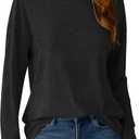GKBK Long Sleeve Shirts for Women Crew Neck Basic Tops Casual Loose Fitted Fall Clothes 2025 (Black), Medium