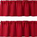 WOSIBO 2 Pack Blackout Window Valance Burlap Tan Rod Pocket Farmhouse Style Window Treatment Decor Curtains for Kitchen Bathroom Living Room 16" x 56" (Red)