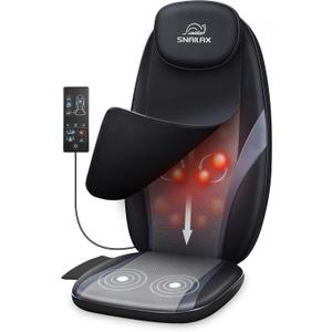 Snailax Neck and Back Massager with Heat, Massage Chair Pad Back Massager for Pain Relief Deep Tissue Chair Massage Pad with 10 Deep Kneading Nodes for Office Home, Gifts for Dad,Mom