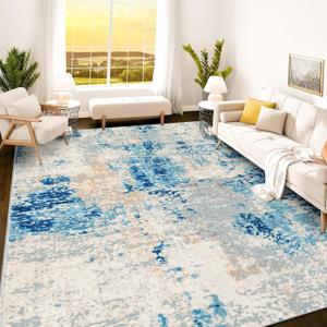 Istana 8x10 Area Rug - Blue/Ivory 8x10 Rugs for Living Room - Foldable Rugs for Bedroom - Stain Resistant Washable Rug - Eco-Friendly Area Rugs - Easy to Clean Living Room Rug