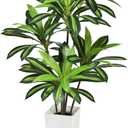 5FT Artificial Dracaena Tree, Faux Floor Plant with Tall White Planter, Indoor & Outdoor Potted Fake Tree for Living Room Office Home Decor, Housewarming Gift