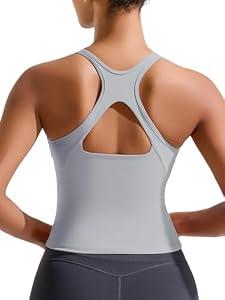 RUNNING GIRL Workout Sports Bras for Women High Impact, Racerback Molded Cup Yoga Tops with Removable Pads, Grey XXL