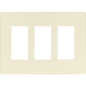 Eaton PJS263LA Decorator Screwless Wallplate, 3-Gang, Light Almond