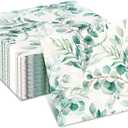 100 Pcs 3-Ply Paper Napkins Disposable, Eucalyptus Decorative Napkins Soft and Smooth Napkins for Guest Everyday Use, Ideal for Western Dining, Weddings, Birthdays, and Party Supplies