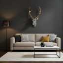 XYZWOMN Deer Head Wall Decor, 15.7 Inch Faux Resin Animal Head Wall Mount with Gold Antlers, Modern Mosaic 3D Wall Art Sculpture for Living Room Bedroom Home Decoration, Black and White