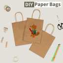 100 Pack 5.8x3.2x8.25 Inch Brown Kraft Paper Gift Bags with Handles - Bulk Small Plain Natural Bags for Birthday Party Favors, Grocery, Retail Shopping, Wedding, Craft, Goody, Takeouts, and Business