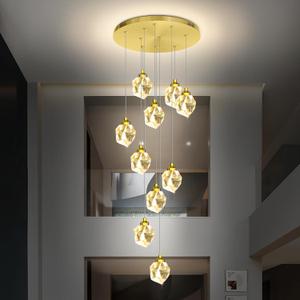 Crystal Chandeliers for Living Room 120 inches Long Staircase Chandelier Foyer Entrance Crystal Ceiling Light High Ceiling Chandeliers LED Dimmable 3000-6000K