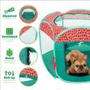 Furhaven Portable Dog Playpen Cat Tent, Pet Playground,Kennel Foldable Indoor Outdoor Zippered Puppy Crate - Green & Pink, Small