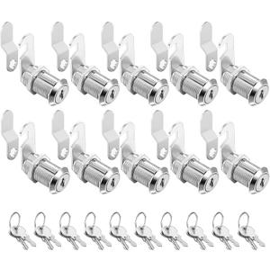 Cabinet Cam Locks Keyed Alike, 1-1/8'' Fits on 7/8'' Max Door Thickness, Secure File Drawer Mailbox RV Storage Replacement Set, Zinc Alloy (1-1/8 Inch 10Pcs)