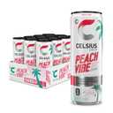 CELSIUS PEACH VIBE Sparkling White Peach, Sugar Free Energy Drink, 12 Fl Oz (Pack of 12)