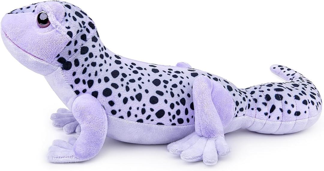 FRANKIEZHOU Realistic Fat-Tailed Gecko Stuffed Animal - Purple, 15" Leopard Gecko for Boys, Cute Hugging Toy & Home Decor