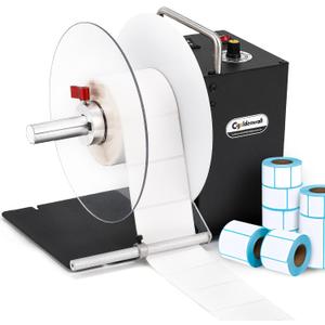 CGOLDENWALL Automatic Label Rewinder Machine, Bidirectional Rewinding, Corefree/1"/1.5"/3" Core, Max Label Diameter 7.8" Width 4.7", Speed Adjustable, Auto-sync with Printers, 100V-240V