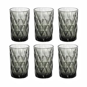 Bandesun Drinking Glass set of 6 Diamond Pattern Kitchen Glassware Tumbler12 OZ Grayfor WaterCocktailMilkJuice and Beverage.