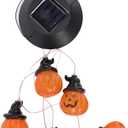 Pumpkin Wind Chimes RGB Color Light Pumpkin String Lights with Iron Hook and 6 LED Pumpkin Lights for Room Garden Holiday Decoration