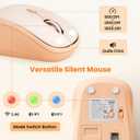 TECKNET Colorful Wireless Keyboard and Mouse Combo, Dual Bluetooth & 2.4G, Quiet Retro Typewriter Style, Full Size Bubble Keyboard with Number Pad, Aesthetic Desk Set for Laptop, PC, and Office Use (Cream Peach)