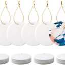 PYD Life 25 PCS Sublimation Ceramic Ornaments Bulk White 2.75 Inch Round Blank with Gold String for Crafting DIY Personalized Christmas Home Decor Bulk