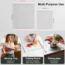 Tempered Glass Cutting Board Set for Kitchen Counter - Dishwasher Safe with Juice Grooves, Non-Slip Silicone Edges & Beveled Grip - 16"x12" & 12"x8" Serving Tray (Pink)