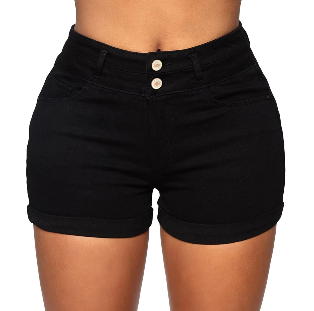 Romastory Womens High Waisted Jean Shorts Comfy Stretchy Workout Denim Shorts for Women XL