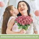 Thiccywoov 30 Pcs Rose Artificial Flowers in Bulk Lifelike Long Stem Silk Roses Bouquets Realistic Faux Flowers for Wedding Bridal Shower Home Decor Floral Arrangements Table Centerpiece(Dusty)