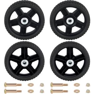 CheeMuii 4 Pcs 7 Inch Lawn Mower Wheels 4 Pack 7" Push Mower Wheels with Bolts and Lock Nuts Kit Fit for Most Standard push Lawn Mowers/Generator/Garden Tiller/Handtruck