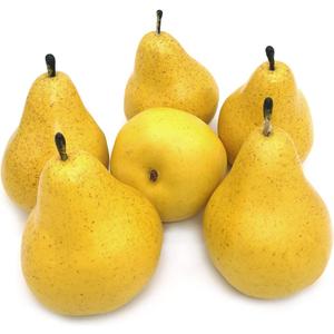 6pcs Fake Pears Artificial Fruits Vivid Yellow Pear for Home Fruit Shop Supermarket Desk Office Restaurant Decorations Or Props (Yellow)
