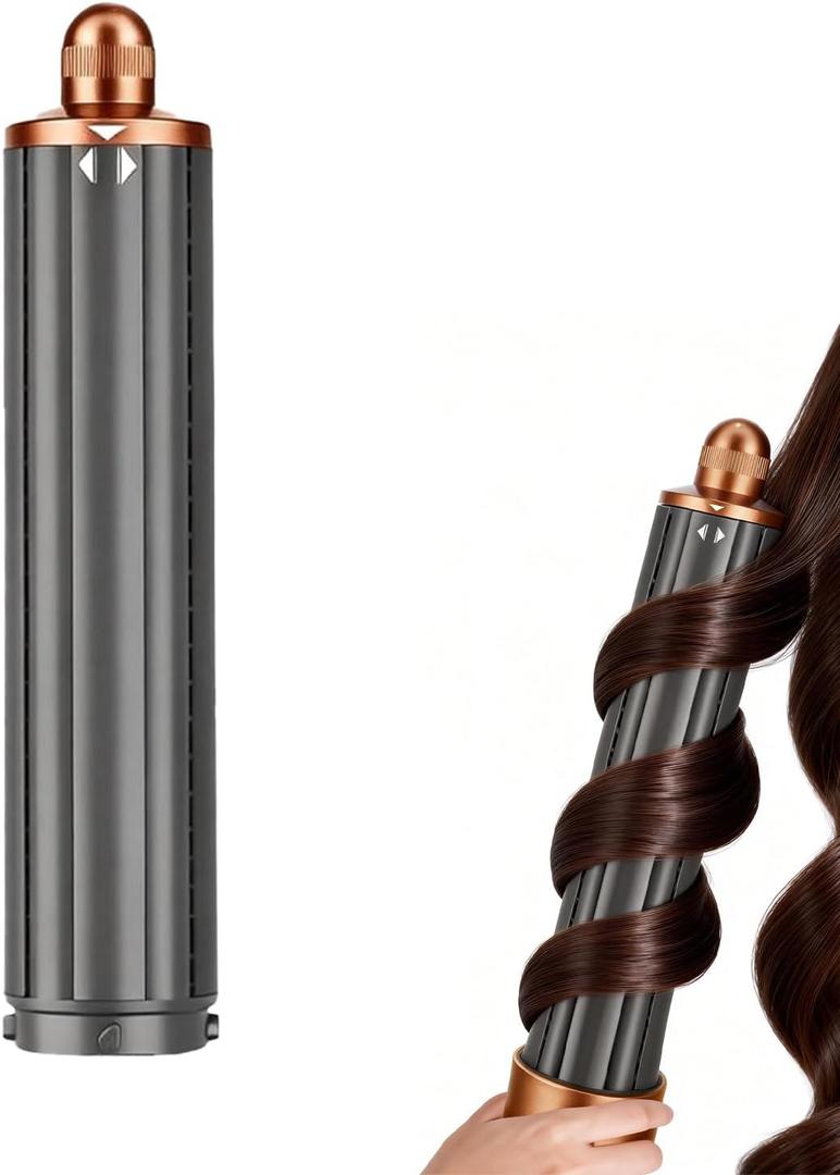 Long Conical Barrel Attachment Compatible with Dyson Airwrap HS01 HS05 HS08 Attachment, Adjustable Bidirectional Hair Curling Iron Accessories Create Bouncy Curls or Waves(Nickel/Copper, 1.6in)