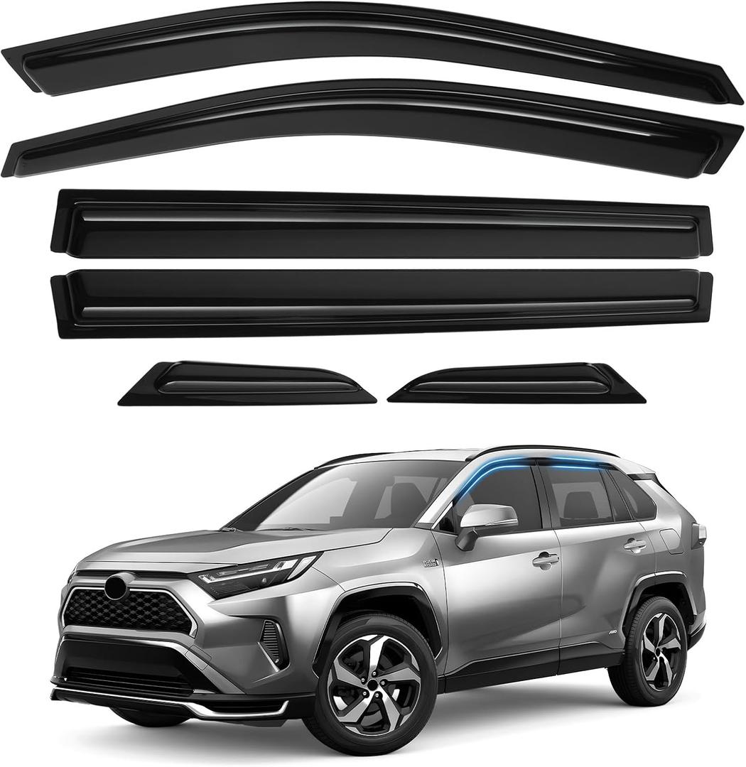 RAV4 Rain Guards - Window Visors for Toyota RAV4 2019-2025, Out-Channel Side Window Rain Guards for RAV4 Accessories, 6PCS, Black, Car Accessories