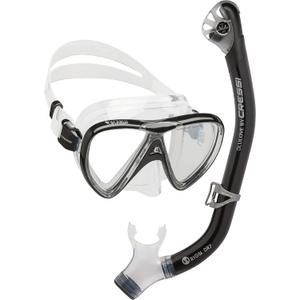 Cressi Adult Snorkeling Kit, Mask & Dry Snorkel - Quality Equipment for Discovering The Underwater World - Ocean Combo: Designed in Italy (Black/Clear)