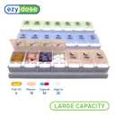 EZY DOSE Weekly (7-Day) Pill Case, Daily Medicine Planner, Vitamin Organizer Container, Large Push Button Compartments, Easy to Use, 3 Times a Day, Spring Open Design, Pastel Rainbow Lids, BPA Free