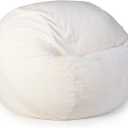 Fur Bean Bag Chairs Cover for Adults(Just Cover,No Filler) 4Ft Machine Washable Large Size Lazy Sofa Cover Luxury/Replacement（Ivory）