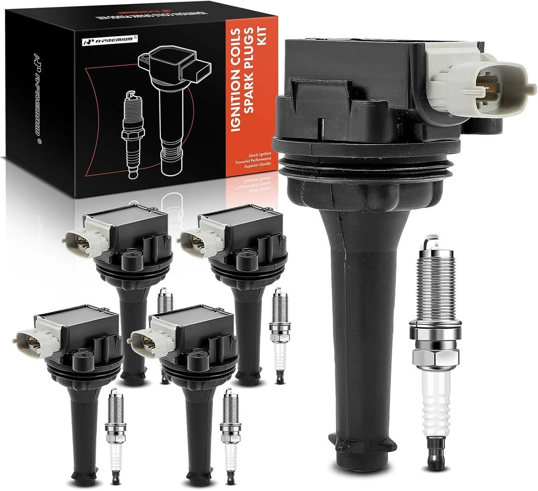 A-Premium Set of 5 Ignition Coil Pack and Iridium Spark Plugs Compatible with Volvo S60 2012 2.5L, C30 2007-2010 2.4L, S40 2004-2010 2.4L, V50 2005-2010 2.4L