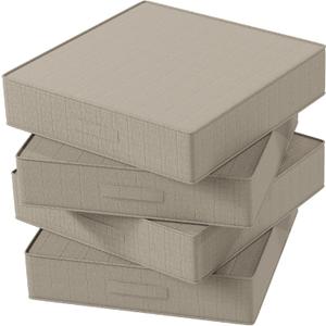 Outdoor Olefin Chair Cushions 22"x22"x5" Set of 4 Waterproof Patio Seat Cushions for Patio Furniture with 4-Level Color Fastness Sofa Pads with Handle DIY Straps for Yard Garden, Beige