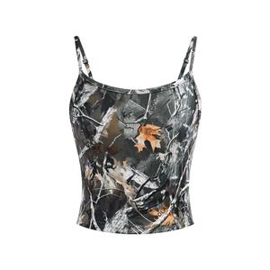 SOLY HUX Girl's Summer Camisole Tops Spaghetti Strap Boho Vacation Sleeveless Fitted Crop Vest Shirts Black Camo 10Y