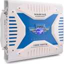 2.1 Bluetooth Marine Amplifier Receiver - Waterproof 4 Channel Wireless Bridgeable Audio Amp for Stereo Speaker with 1000 Watt Power Dual MOSFET Supply, GAIN Level and LED Indicator - Pyle PLMRA430BT